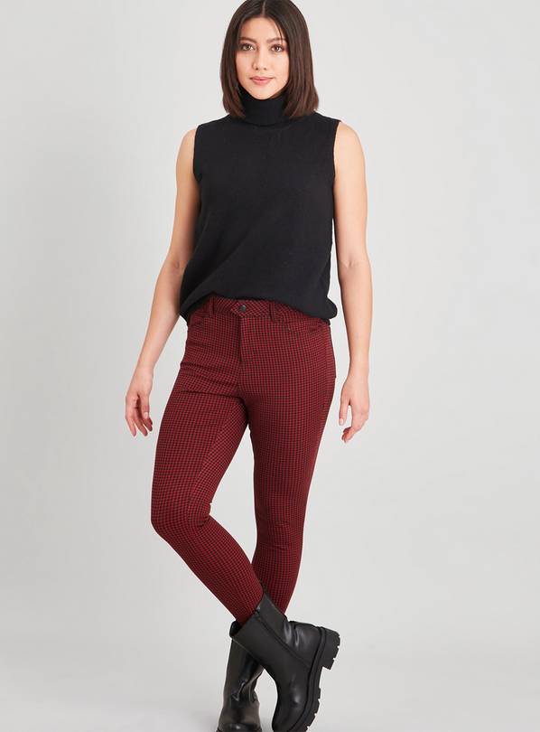 Buy Berry Dogtooth Treggings 8S Trousers Tu